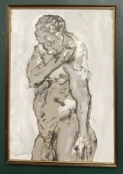 Buy Large Original Mid Century Modernist Figurative Nude Portrait Gouache Painting • 0.99£