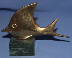 Buy Vintage Hand Made Brass Art Work Fish Statuette With Marble Base • 92.06£