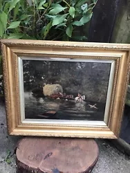 Buy Antique Edwardian Hay Cart Horse Farming Oil Painting Canvas Signed Dated 1902 • 124.57£