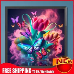 Buy 5D DIY Full Round Drill Diamond Painting Colourful Flowers Kit Home Decor30x30cm • 5.40£