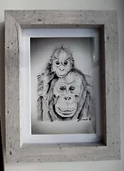 Buy ORANGUTAN & BABY 6x4  Unframed Matt Photo Print Picture Love Gift Animal Drawing • 0.99£