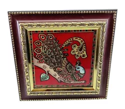 Buy Peacock On Tree Tanjore Glass Reverse Painting Wall Art Frame • 36.37£