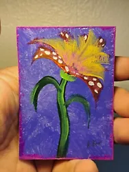 Buy Aceo Original Art Acrylic Ink Of  Red Flower+Poka Dots3  (OOAK) Limit 1/1 Signed • 6.20£