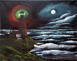 Buy Night Light Acrylic Painting On Canvas In The Style Of Bob Ross NEW • 80£