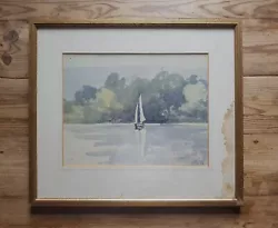 Buy Antique Vintage Impressionist River Sailboat Watercolour Painting Signed H.R.W • 25£