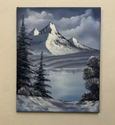 Buy Bob Ross Style Original Winter Snow Mountain Landscape Oil Painting 16x20in • 103.36£