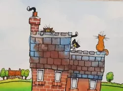 Buy Original Watercolour Painting ACEO  Mischief On The Roofs  By Colin Coles  • 3.99£