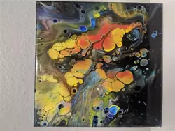 Buy UnderWater3 In Series Acrylic Pour Abstract Painting 10x10 Canvas Orig Fluid Art • 11.16£