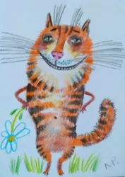 Buy ACEO Cat Drawing Watercolor Pencil By The Author Original Not Print 3,5х2,5  • 9.45£