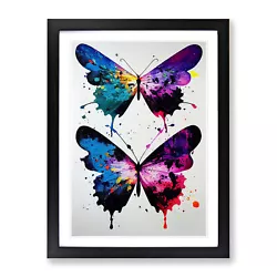 Buy Butterflies With Dripping Paint No.1 Wall Art Print Framed Canvas Picture Poster • 24.95£