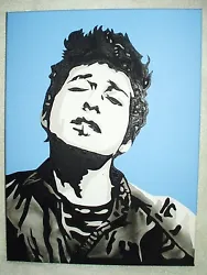 Buy Canvas Painting Bob Dylan Young Blue B&W Art 16x12 Inch Acrylic • 35£