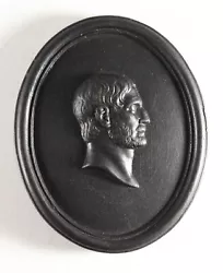 Buy = 18th C  Leeds Pottery Black Basalt Medallion Cameo Neo-Classical Man Portrait • 437.49£