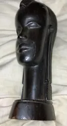 Buy Vintage Ebony BlackWood Sculpture East African Head Hand-Carved Tribal Statue 8” • 20.75£