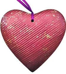 Buy Large Ruby And Gold Heart Handmade Hand-Painted Wall Hanging With Purple Ribbon • 10.89£