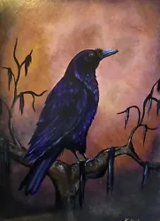 Buy Original Painting. Raven Bird Wildlife . Fine Art. Signed K Eggleston • 24.99£