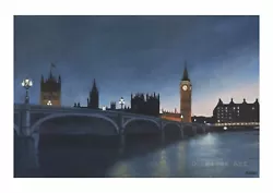 Buy Signed A4 Art Print Of  The Palace Of Westminster London  Oil On Canvas Painting • 4.99£
