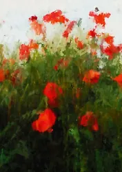 Buy Red Poppy Field, Oil Painting, Flower Artwork, Wall Art Print, 5  X 7  • 4.99£