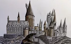 Buy Harry Potter/Print/Hogwarts/Castle/A4/ Charcoal/Coffee Painting • 7.50£