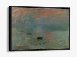 Buy Claude Monet, Impression Sunrise -float Effect Canvas Wall Art Print- Orange • 24.99£
