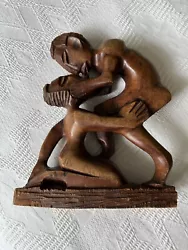 Buy Erotic Kissing Couple Hand Carved Wooden Statue 11 Inches Tall Figurine Tribal • 28.94£