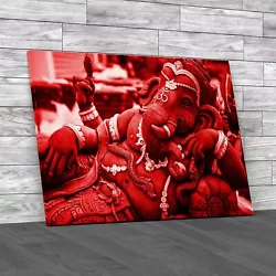 Buy Lord Ganesha Sculpture Red Canvas Print Large Picture Wall Art • 18.95£