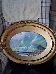 Buy Vintage Oval Gilt Framed Watercolour Scottish Scene? Vibrant Colours • 59.99£