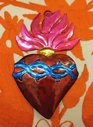 Buy Small Mexican Tin Heart Milagro Handcut & Painted Authentic Folk Art #06 • 6.50£