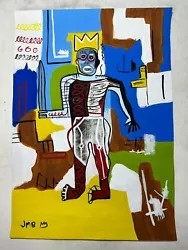 Buy Jean-Michel Basquiat Painting On Sheet (handmade) Signed And Stamped Mixed Techn • 109.26£