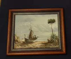 Buy Vintage Framed Signed Oil On Canvas. Boat Painting Scene . Sailing, Seascape  • 15.99£