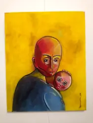 Buy Original Fauvist Expressionist Art Oil Painting Portrait Surreal Man And Child • 65£