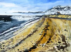 Buy Original Watercolour Painting Bacton Beach Clouds  By Ann Marie Whitton • 25£
