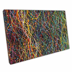 Buy Rainbow Abstract Paint Splatters Against Contrast Black Artwork Print Canvas • 9.70£