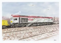 Buy Print Watercolour Painting Gbrf Class 66 66721 London Underground Map Livery • 1£