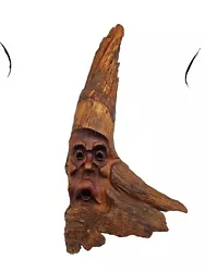 Buy 18  VTG '87 Hand Carved Wood Spirit Old Man Face Tree Bark Log Sculpture Signed • 79.34£