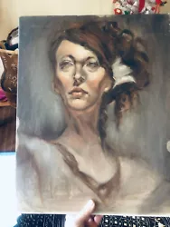 Buy Original Oil Portrait Female On Canvas Panel 14  X 18  Unsigned Contemporary • 42.13£