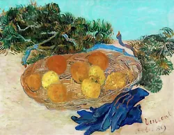 Buy Still Life Oranges Lemons Blue Gloves Painting By Vincent Van Gogh Reproduction • 49.60£