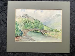 Buy Original Watercolour Painting. Hugh A Wood. Bridge In Mountain Landscape. • 12£