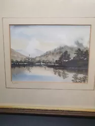 Buy Vintage Original Painting Landscape, Lakeside, Mountains - Brown Wooden Picture • 38£