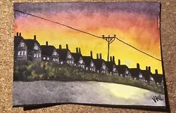 Buy Watercolour Aceo Painting Houses Sunset Street New Original Work By Vicki 2024 • 3.50£