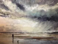 Buy Original Artwork Pete Tuffrey Artist Landscape Winter Beach Seascape Walking • 30£