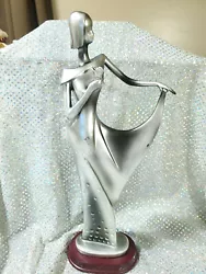 Buy Woman In Long Dress Sculpture Female Figure Silver Colored 15  Tall Art Deco • 20.71£