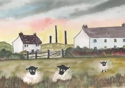 Buy SHEEP AND CHIMNEYS - Original Watercolour Painting By ADRIAN APPLEBY • 4.99£