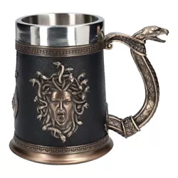 Buy Greek Roman Goddess Medusa Stainless Steel Tankard Tumbler Cup Cold Cast Bronze • 72.66£