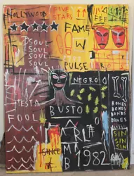 Buy LARGE JEAN-MICHEL BASQUIAT 1982 ACRYLIC ON CANVAS 47.5 X 35.5 In. GOOD CONDITION • 551.76£