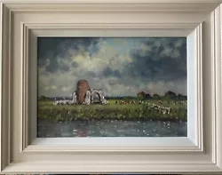 Buy St Benets Abbey, Painting, Mill, Water, Fields, Clouds, David Baxter • 65£