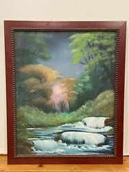 Buy Bob Ross Style Wet On Wet Waterfall Landscape Oil Painting- 18.5 X 22  • 66.12£