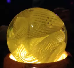Buy Glass Bolivar Handmade GES Style Art Glass Globe Paperweight Yellow Swirls 3  • 139.38£