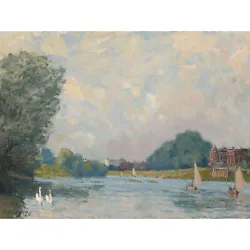 Buy Alfred Sisley The Thames At Hampton Court Painting Large Wall Art Print 18X24 In • 14.49£