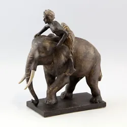 Buy 9937185 Sculpture Elephant With Horseman Rider Black Mann Figure Resin H30cm • 80.85£