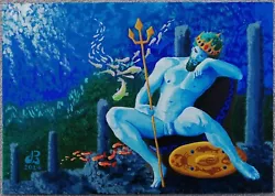 Buy  Neptune  - Unframed Acrylic Painting A4 (21 Cm X 30 Cm) **** GAY INTEREST **** • 30£